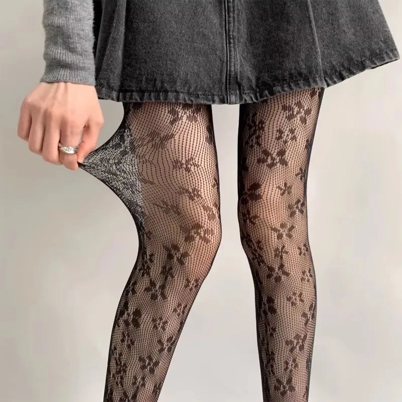 Новые коричневые ажурные колготки с цветочным узором - Фотография_4
