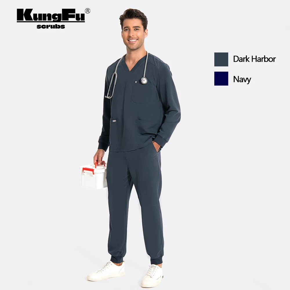 Kungfu scrubs мужская медицинская форма с длинными рукавами