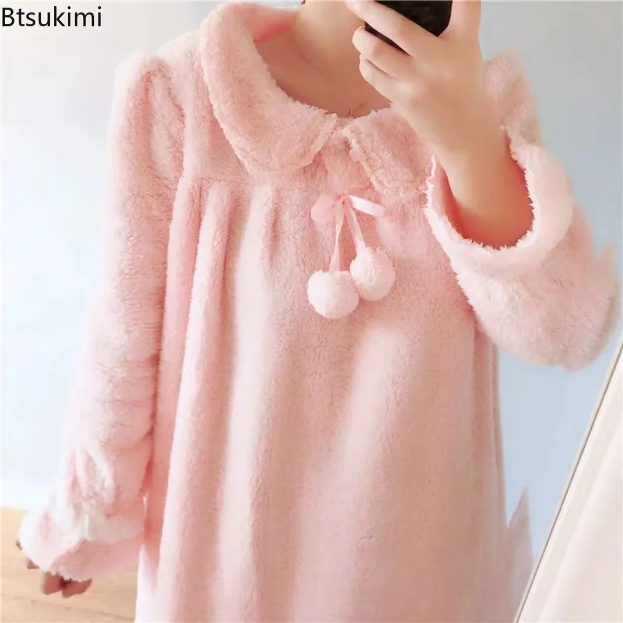 Женская толстая фланелевая ночная рубашка - Фотография_5