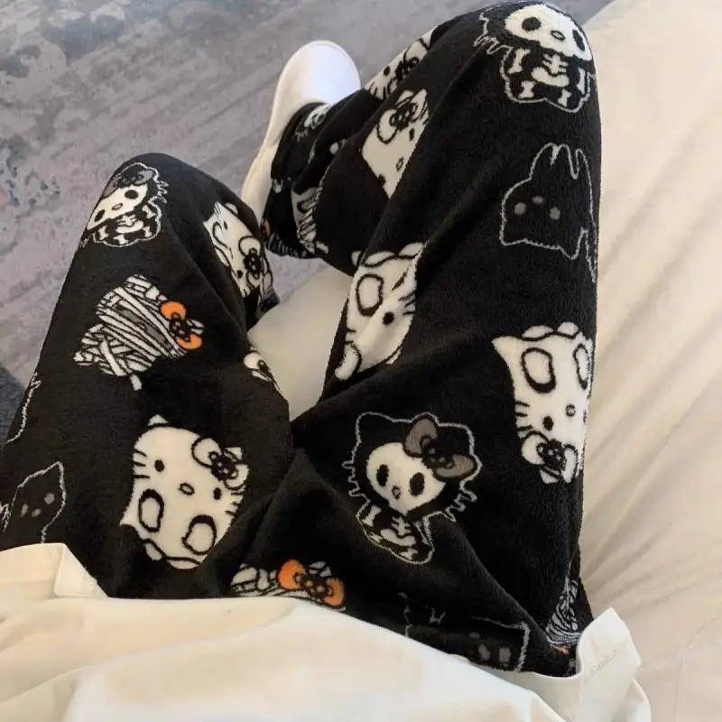 Kawaii hello kitty фланелевые пижамные штаны для девочек