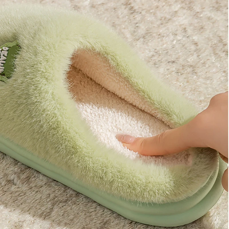 Зимние плюшевые парные тапочки для мужчин и женщин - Фотография_4