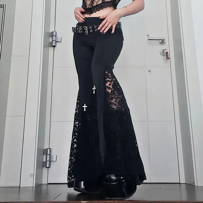 Женские брюки с завышенной талией goth dark - Фотография_2