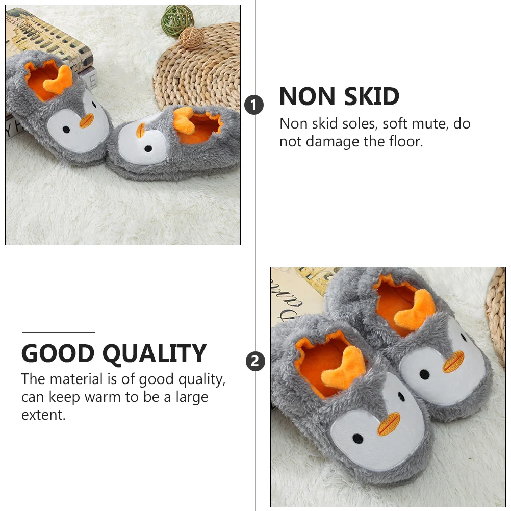 1 пара детских теплых хлопковых тапочек с рисунком пингвина - Фотография_5
