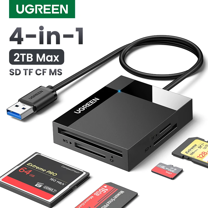 Ugreen кардридер 4-в-1 usb3