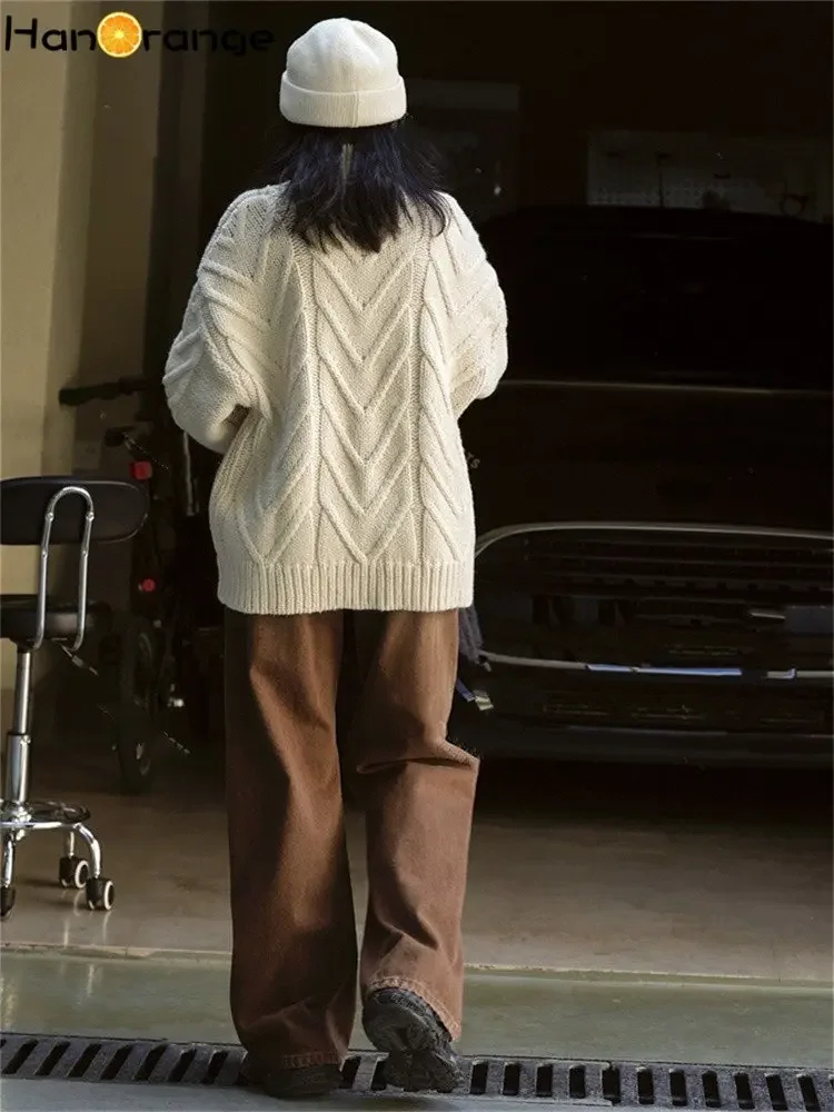 Зимние винтажные повседневные прямые джинсы с высокой талией - Фотография_5