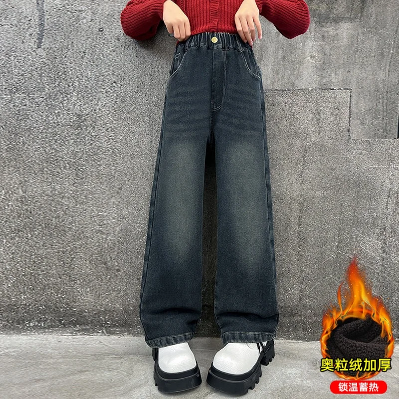 Детские утепленные джинсы в корейском стиле для девочек - Фотография_5