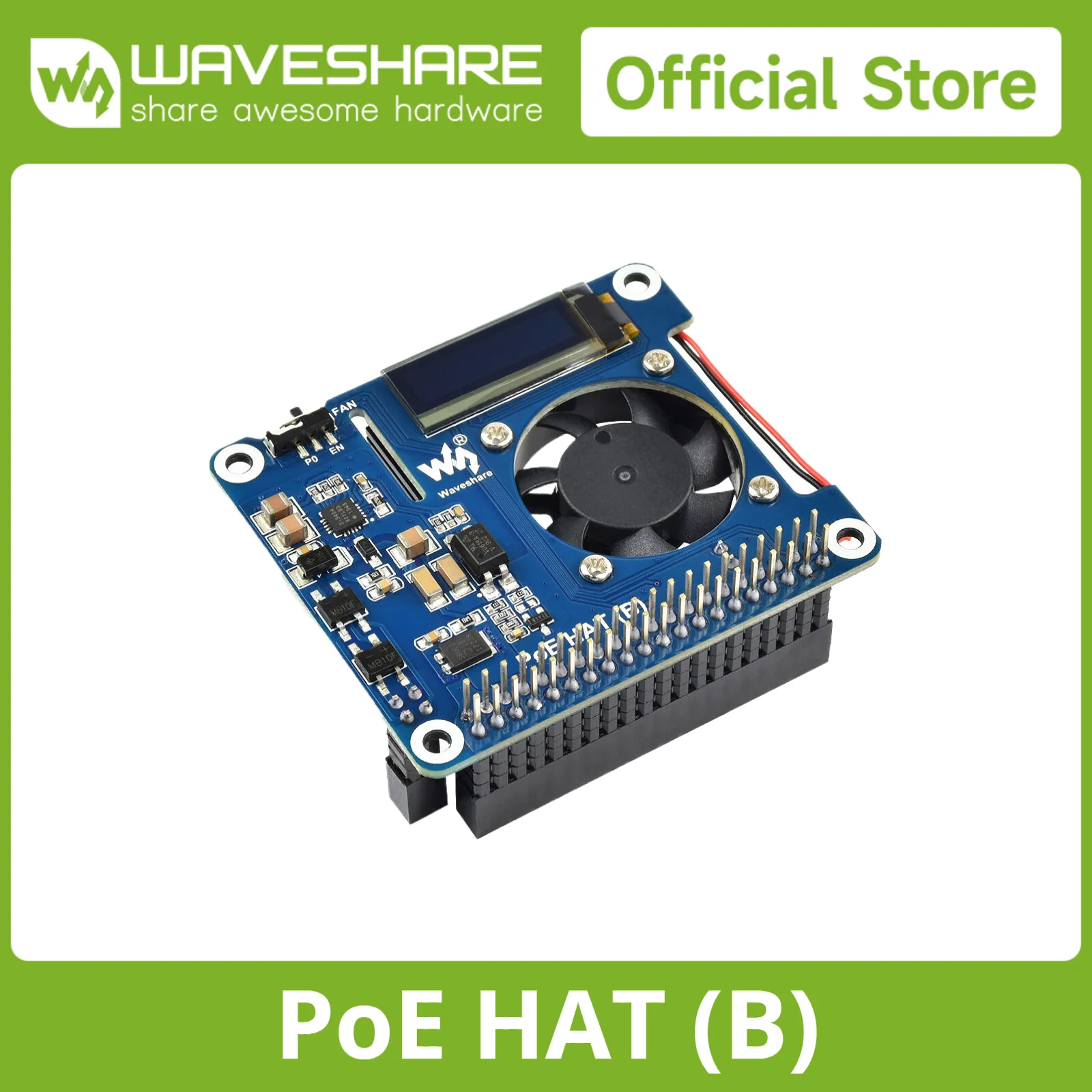 Шляпа waveshare power over ethernet (тип b) для raspberry pi 3b+/4b