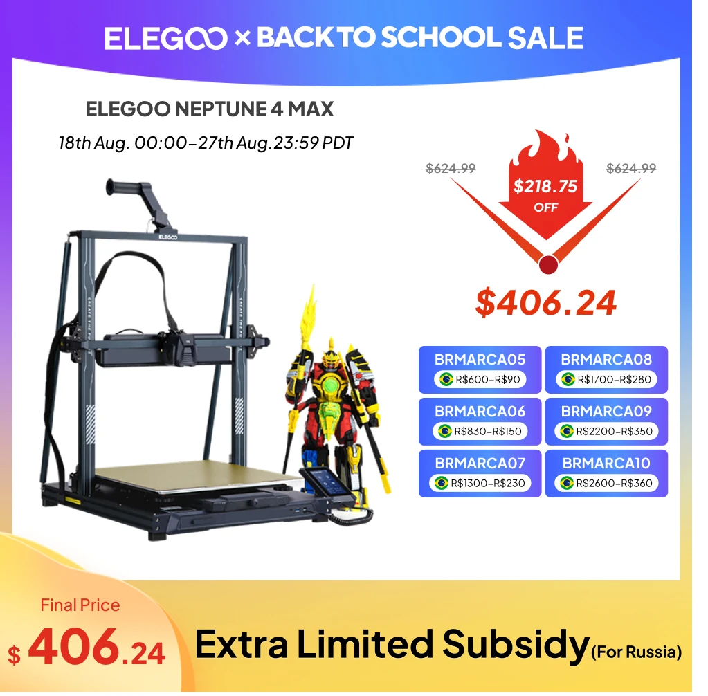 3d-принтер elegoo neptune 4 max fdm с klipper