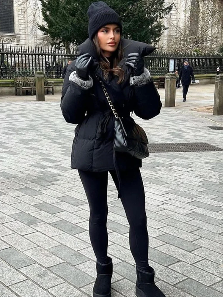 Сплошное цветное хлопковое пальто с лацканами - Фотография_4