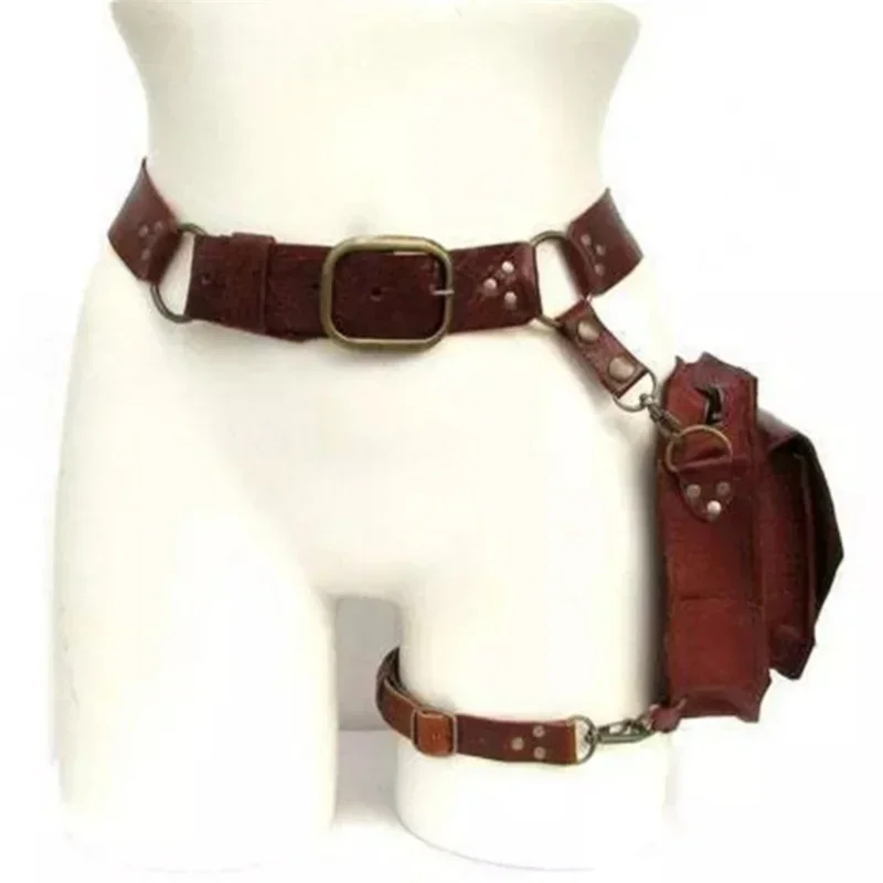 Квадратная поясная сумка в стиле панк и ретро из искусственной кожи - Фотография_5