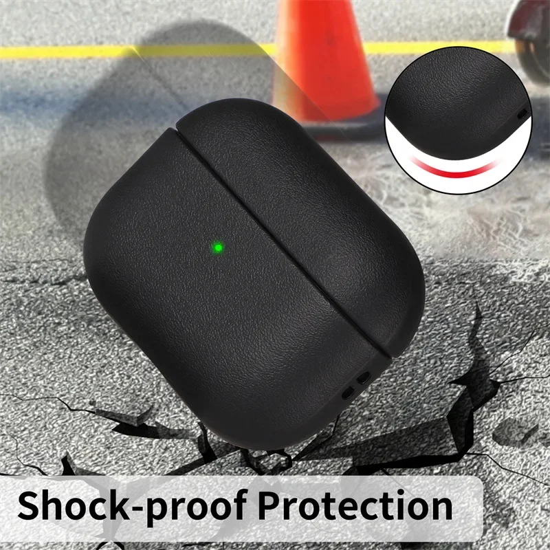 Кожаный зернистый чехол для airpods pro 2 - Фотография_3
