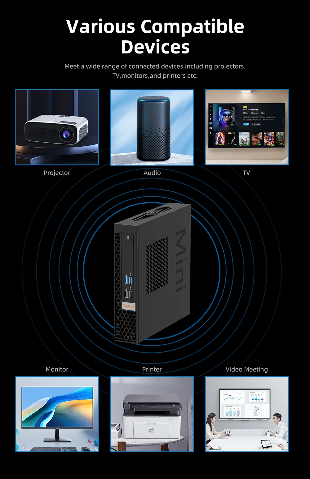 Мини-пк texhoo intel core i7 i5 i3 двухдиапазонный wifi5 bt4 - Фотография_6