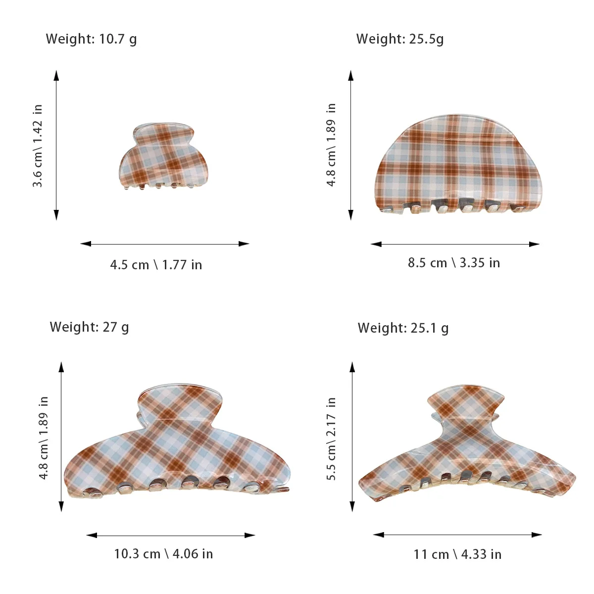 Новые 11 см большие коричнево-синие сетчатые заколки для волос - Фотография_6