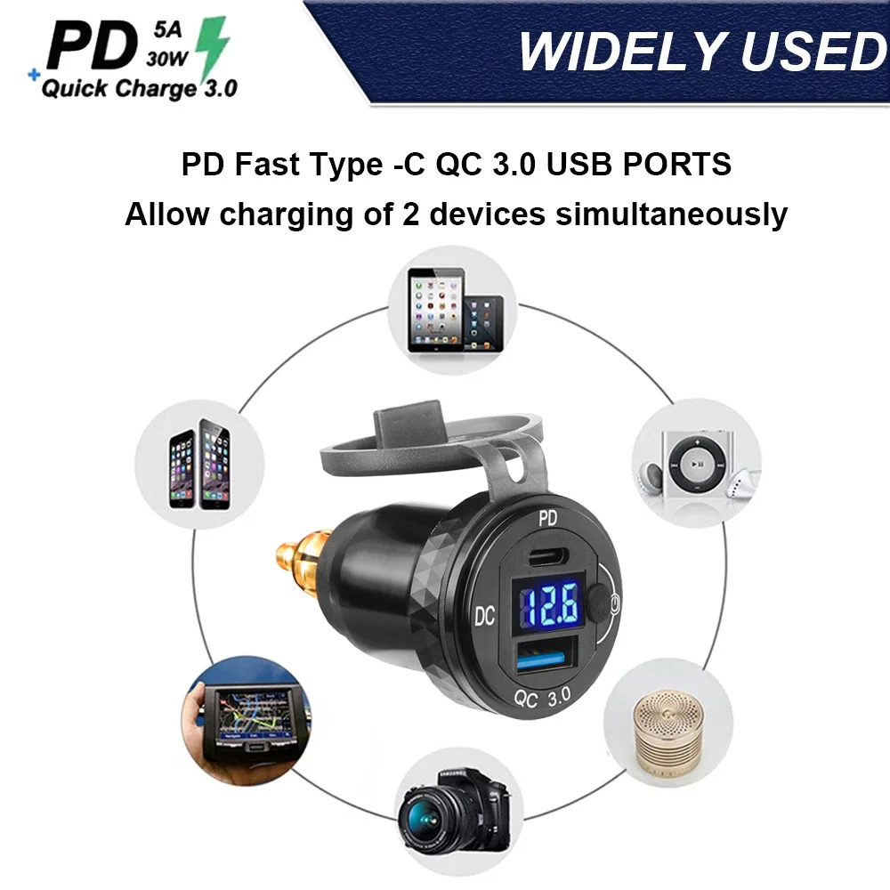 Светодиодный адаптер питания type-c для bmw s1000xr 30 вт pd qc3.0 12 в - Фотография_6