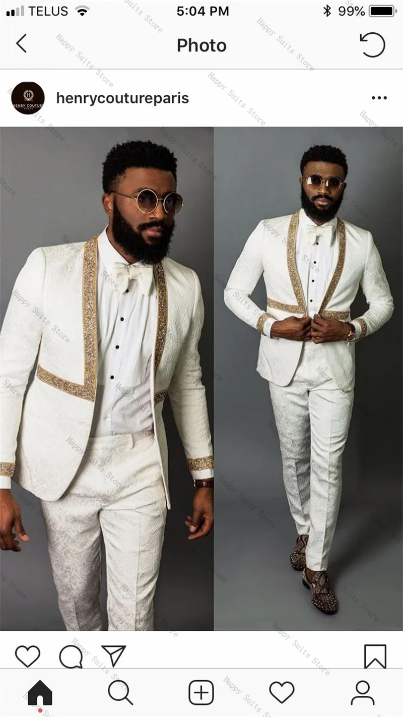 Белый осенний мужской костюм