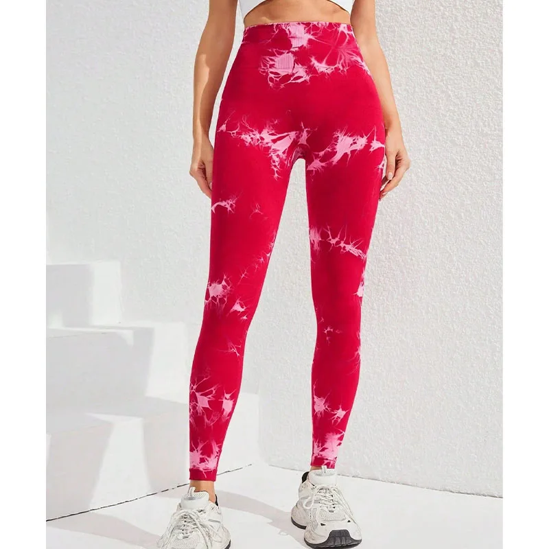 Новые модные бесшовные леггинсы с принтом тай-дай для женщин - Фотография_4
