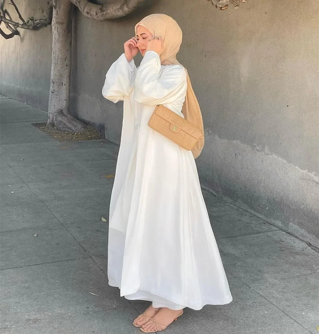 Рамадан, комплект из белого атласа абая - Фотография_2