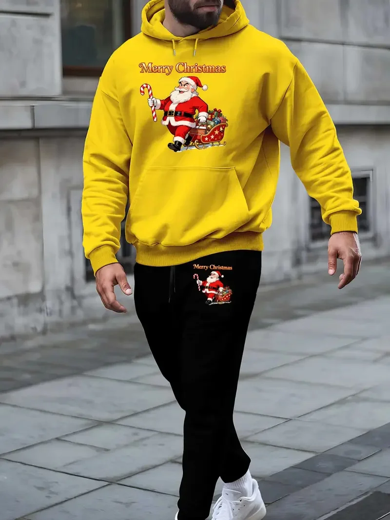 Мужские комплекты с капюшоном с рождеством и 3d принтом санта-клауса - Фотография_3