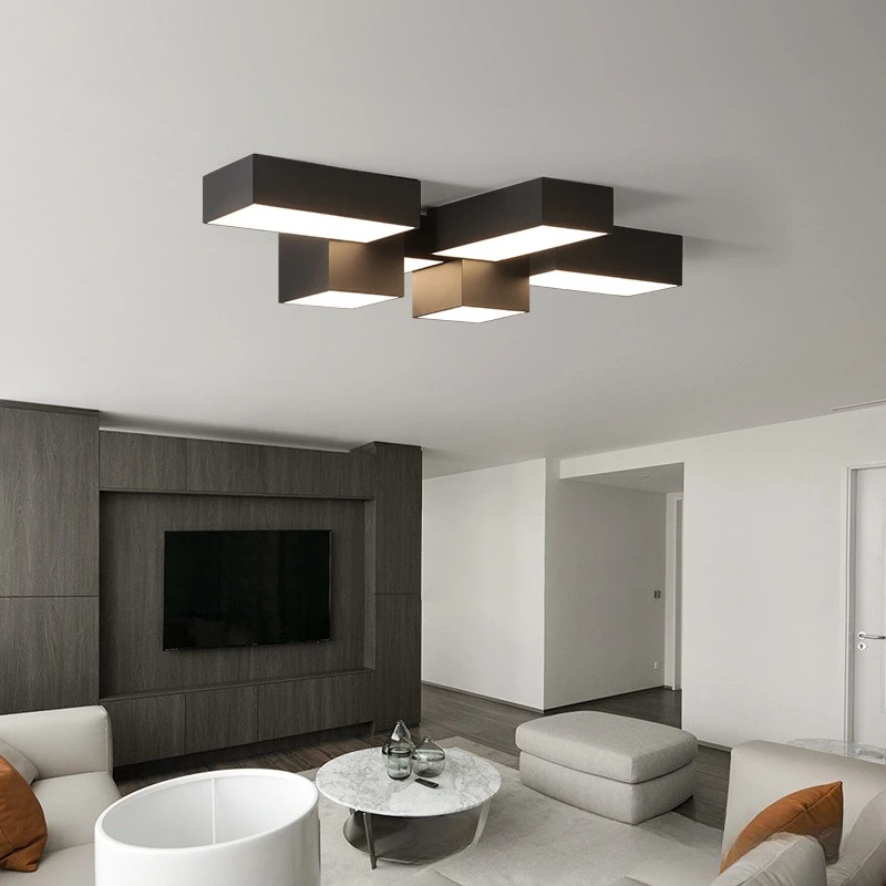 Геометрический квадратный светильник для гостиной