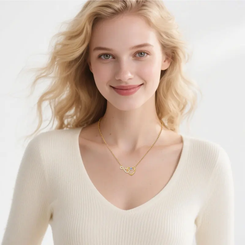 Iogou 4 мм и 1,3 мм бесконечное сердце в форме всего муассанитового кулона - Фотография_5