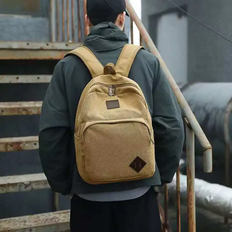 Мужской рюкзак, повседневная парусиновая сумка на два плеча