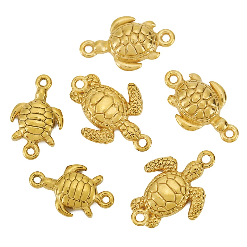 Подвески в виде черепахи из нержавеющей стали с двойным отверстием - Фотография_3
