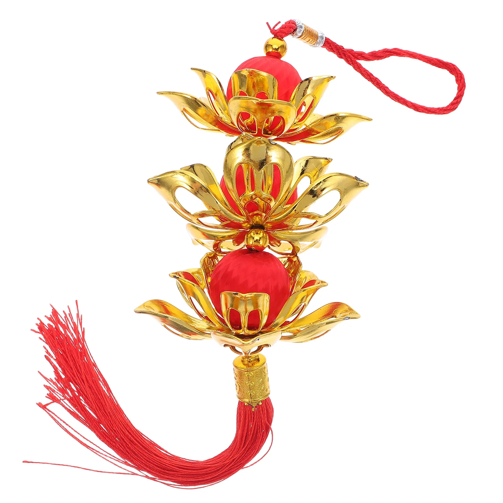 Изысканный красный фонарь лотоса с кисточкой