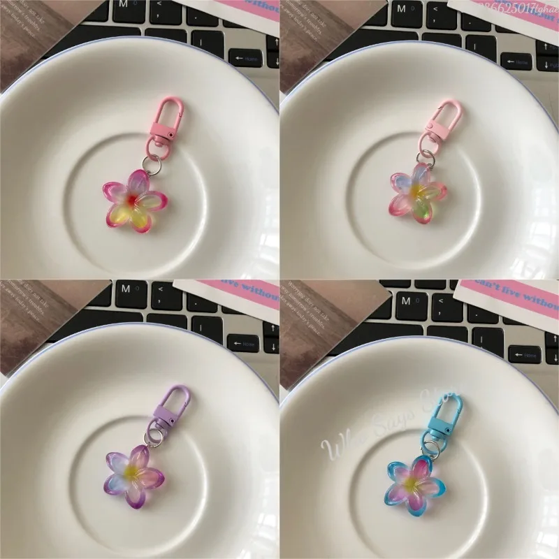 Цветной прозрачный цветок брелок-подвеска - Фотография_5