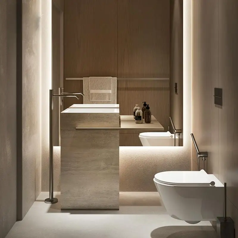 Легко очищаемая раковина с белой каменной панелью fish belly