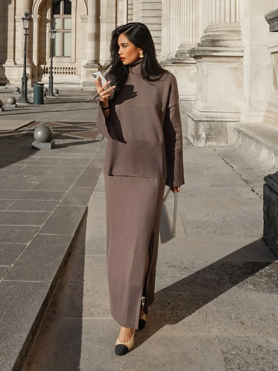 Женский зимний новый толстый вязаный комплект из 2 предметов - Фотография_5