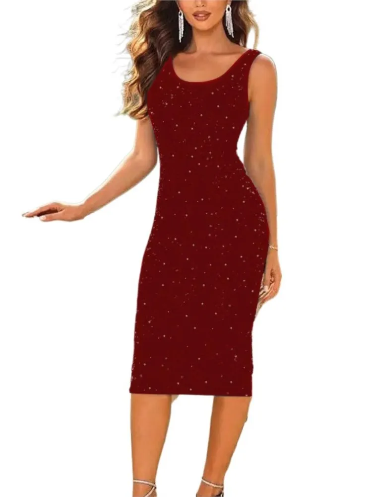 Модное элегантное сексуальное длинное платье с пайетками для женщин - Фотография_5