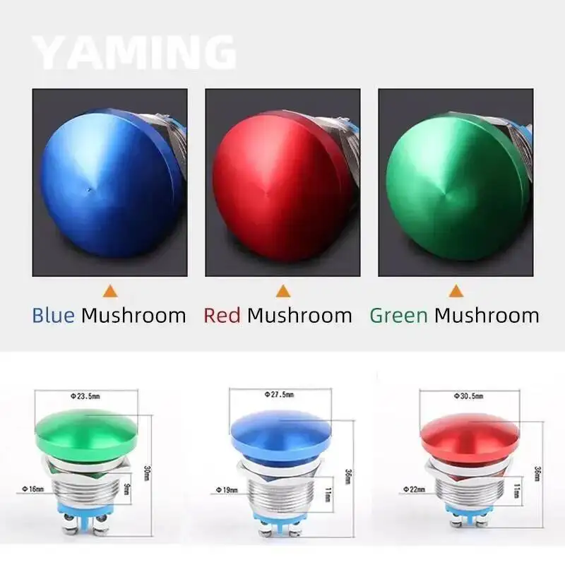 Металлический кнопочный переключатель с грибовидной головкой 16/19/22 мм - Фотография_3