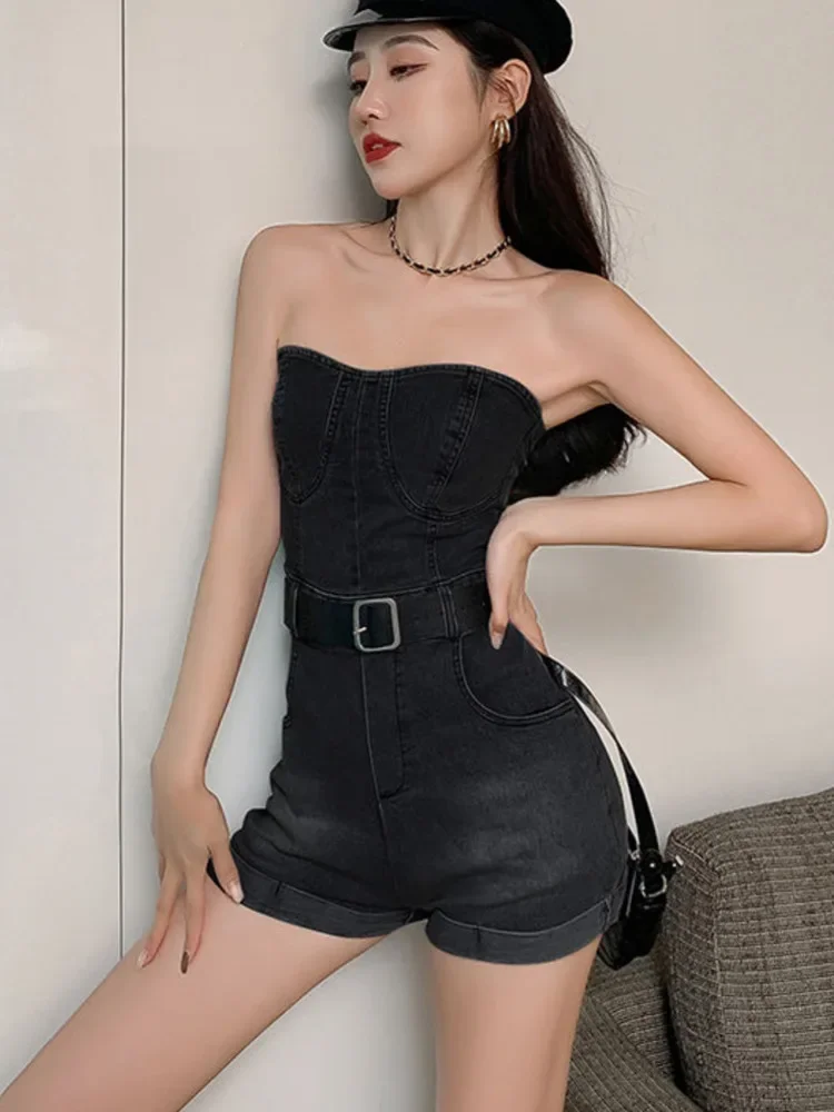 Женские джинсовые комбинезоны с открытыми плечами - Фотография_6