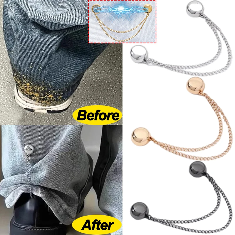 3 пары серебряных магнитных регулируемых зажимов для брюк - Фотография_2