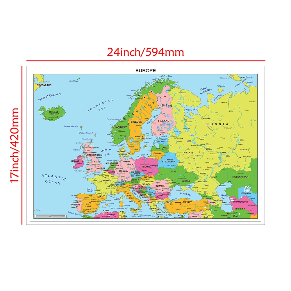 59*42 см карта европы с деталями - Фотография_2