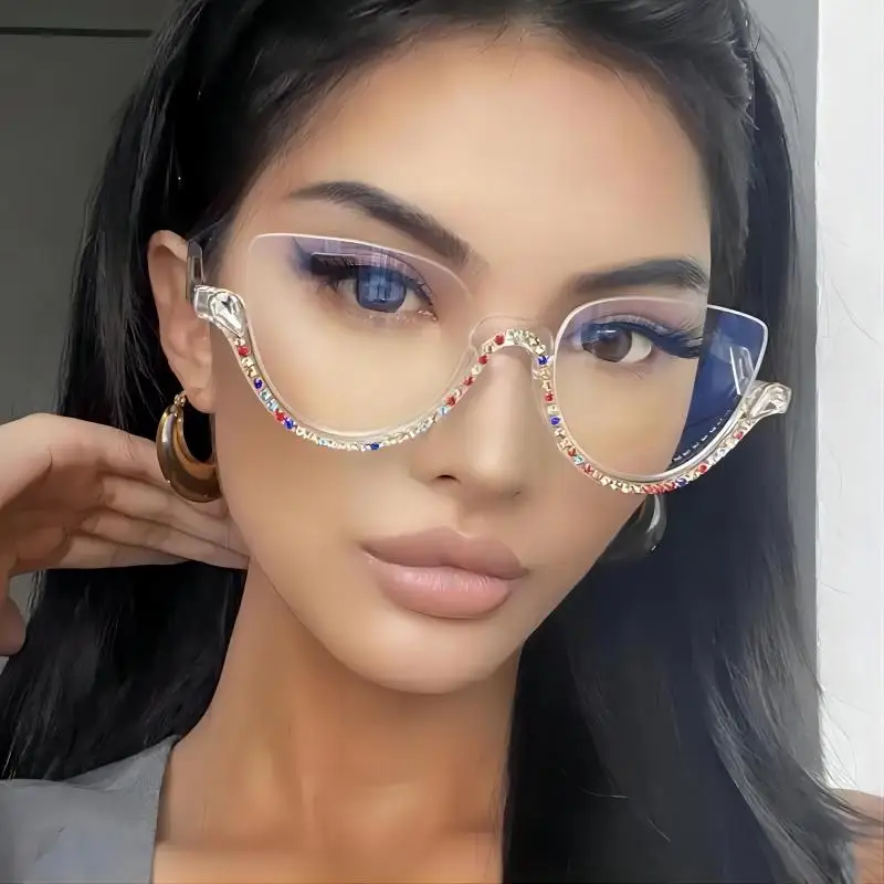 Женские солнцезащитные очки кошачий глаз с бриллиантами - Фотография_3