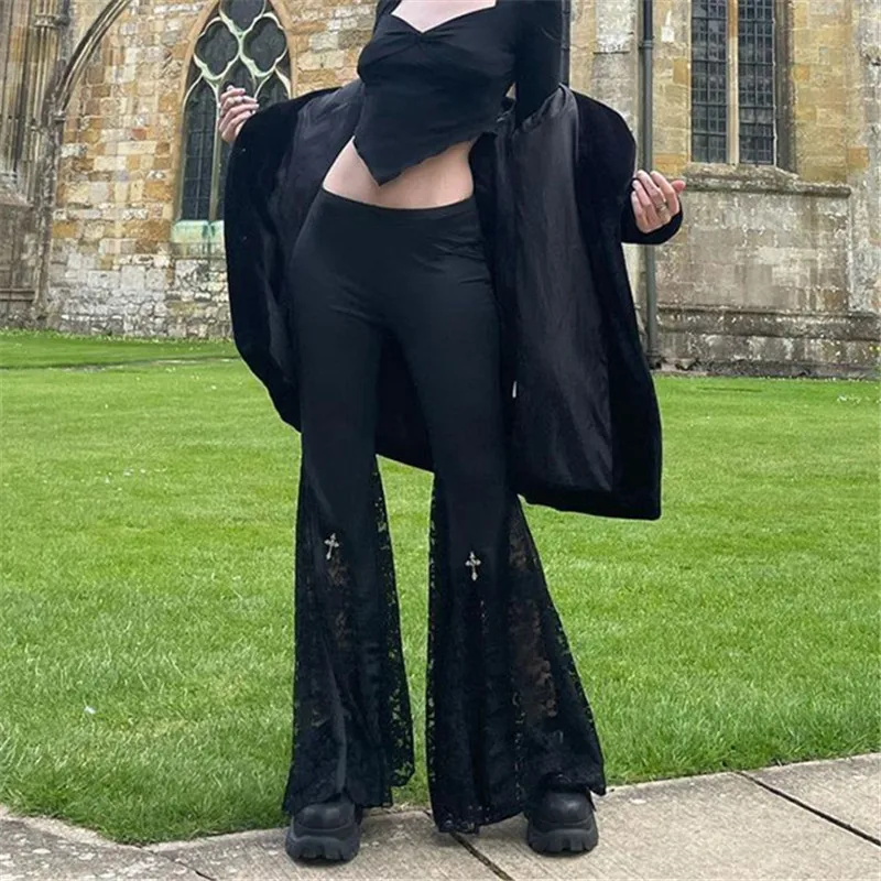 Женские брюки с завышенной талией goth dark - Фотография_3