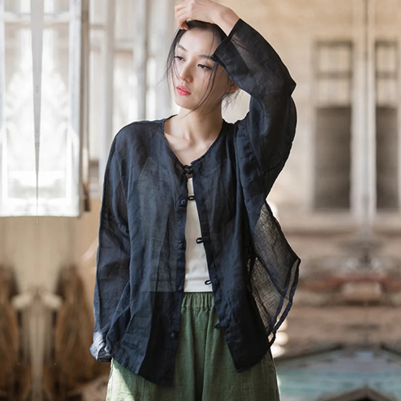 Топ женский винтажный из хлопка и льна - Фотография_3