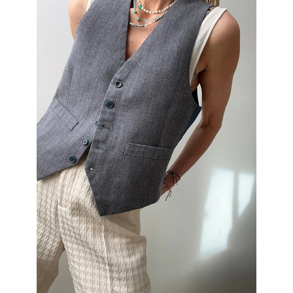 Льняные жилеты без рукавов для женщин - Фотография_2