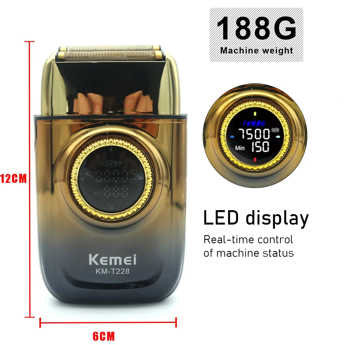 Kemei km-t228 мужской станок для бритья со светодиодным дисплеем - Фотография_5