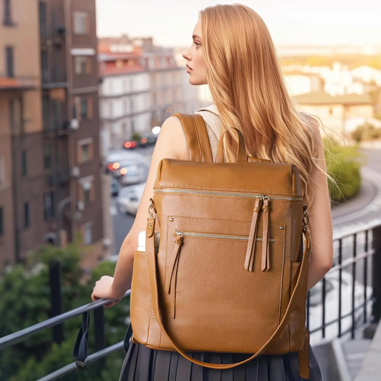 Meejune большой кожаный рюкзак для женщин - Фотография_6