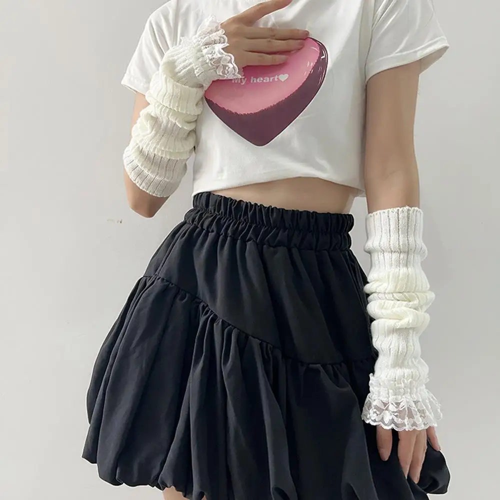 Готические вязаные рукава с кружевом и рюшами - Фотография_5