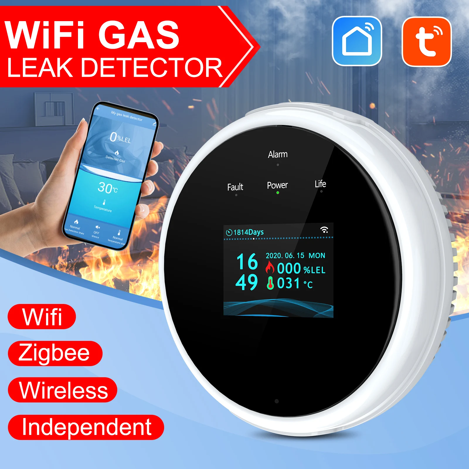 Tuya wifi домашняя газовая сигнализация