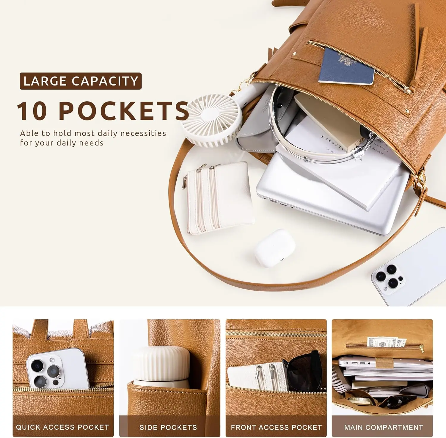 Meejune большой кожаный рюкзак для женщин - Фотография_4