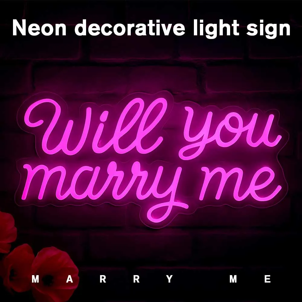 Светодиодная неоновая вывеска «will you marry me»
