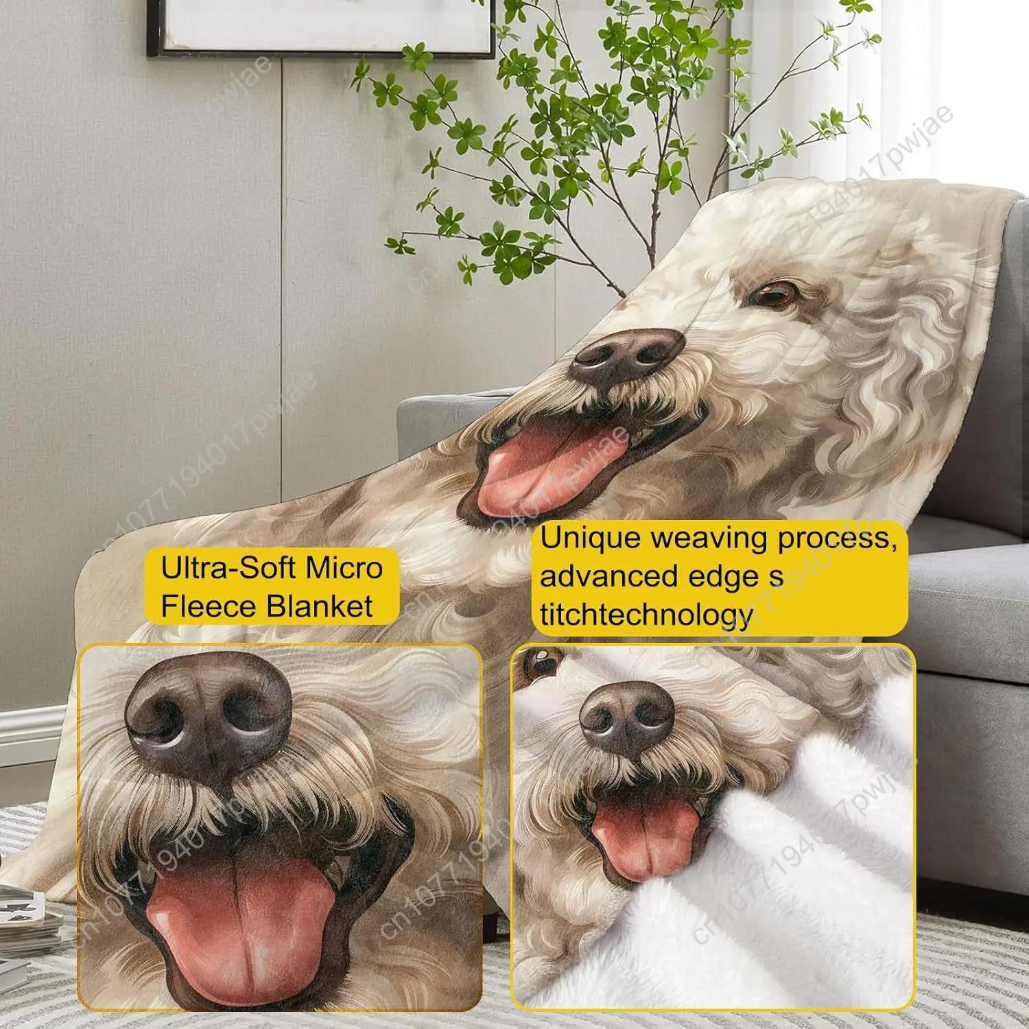 Одеяло с портретом радостного пуделя - Фотография_3