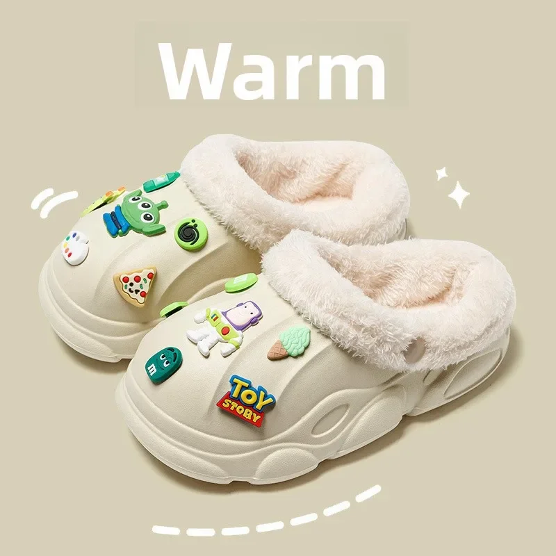 Детские плюшевые тапочки — зимняя домашняя обувь на нескользящей подошве