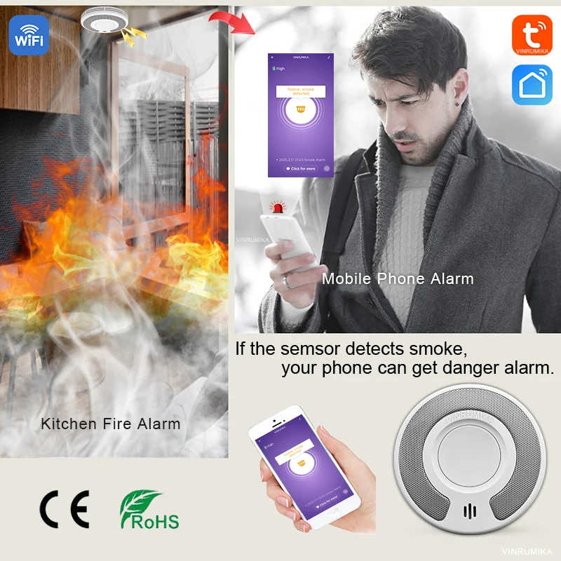 Умный детектор дыма wi-fi tuya - Фотография_2