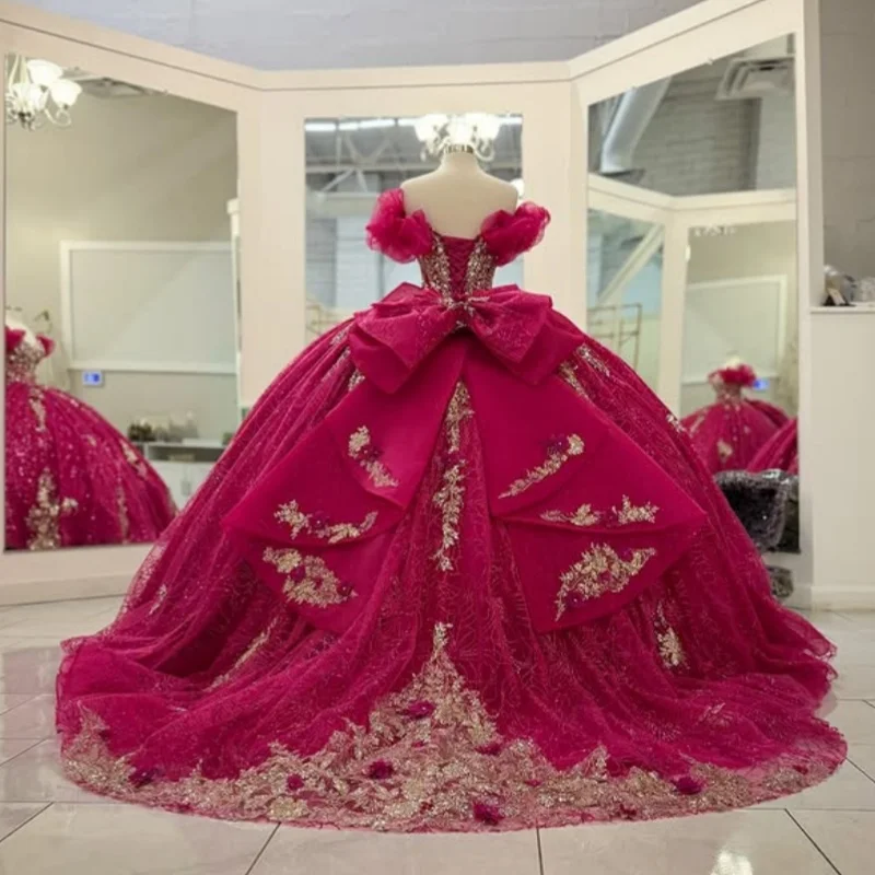 Блестящее розовое платье quinceanera - Фотография_2