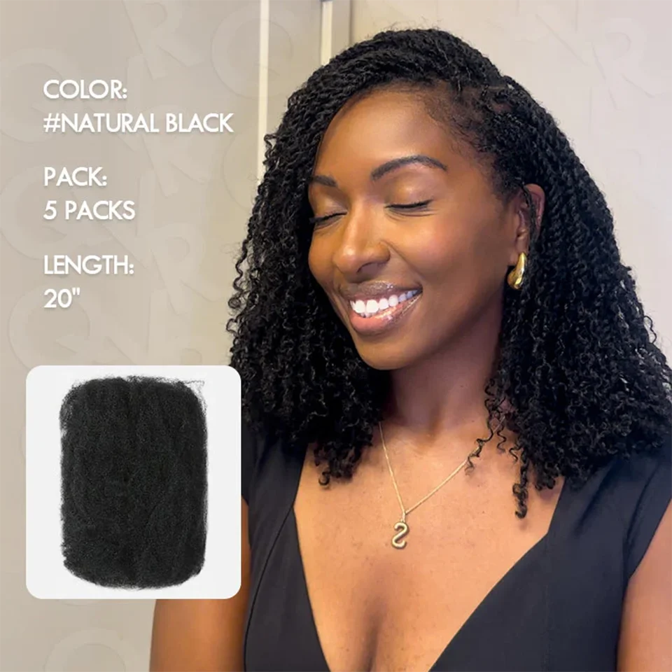 Qvr afro kinky bulk human hair 1 шт - Фотография_2